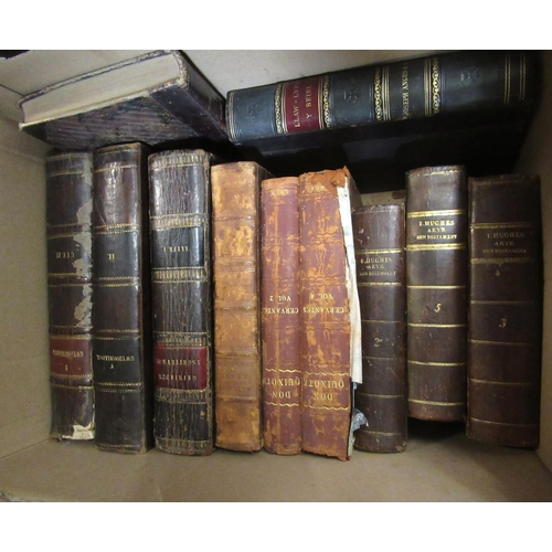 401 - Three boxes containing a quantity of mainly leather bound Welsh language and other books