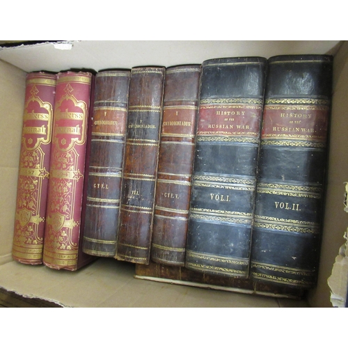 401 - Three boxes containing a quantity of mainly leather bound Welsh language and other books