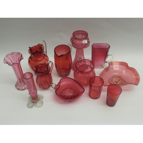 458 - Collection of various items of 19th Century cranberry glass