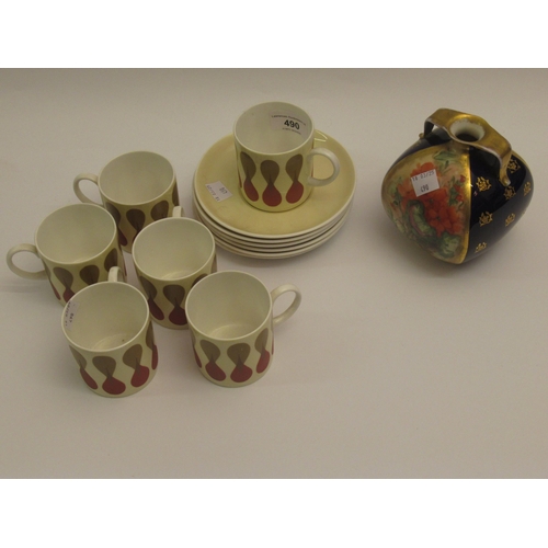 490 - Set of six Wedgwood Susie Cooper design coffee cans and saucers together with a French porcelain flo... 