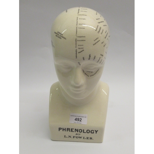 492 - Reproduction pottery Fowler phrenology head