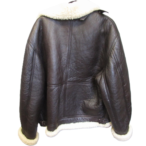 51 - Black leather flying jacket with sheepskin liner, by Jacques Locci, size 52