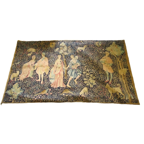 55 - Modern printed tapestry wall hanging, after a medieval original, 105 x 185cm