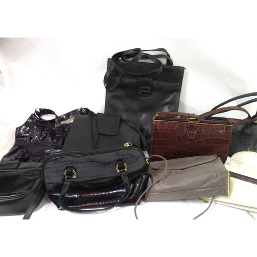 57 - Ten various ladies leather and other handbags