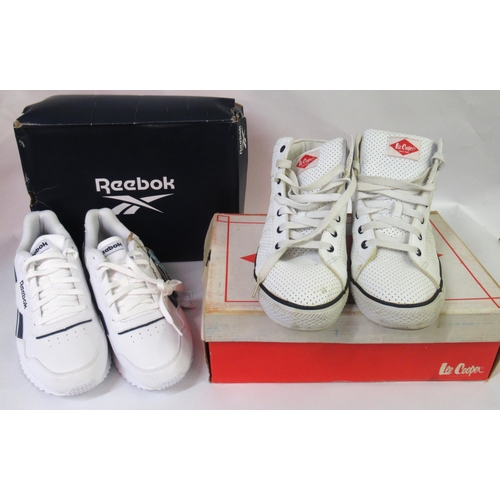 59 - Pair of Reebok Royal Glide Ripple white trainers, UK size 10, in original box, together with a pair ... 