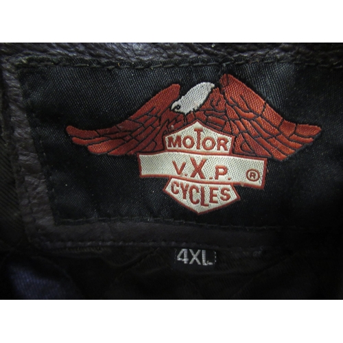 60 - VXP Brown leather motorcycle jacket, size 4XL