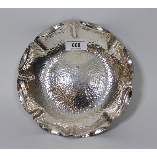 668 - 1970's Irish silver hand beaten bowl by Royal Irish Silver Company, 20cm diameter, 9oz t