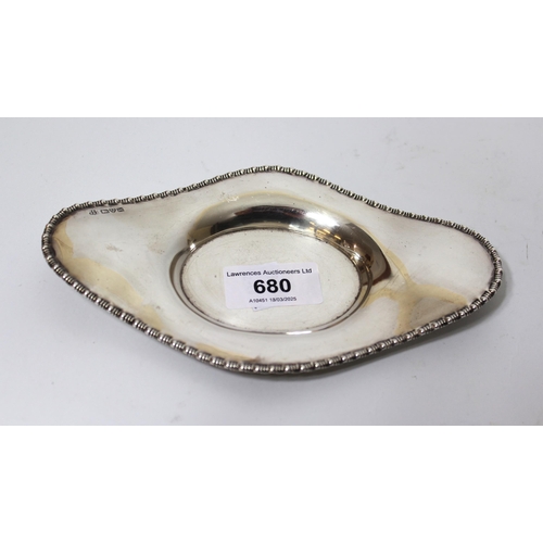 680 - Oval Chester silver dish, 2.3oz t