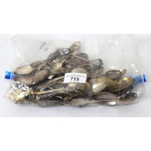 715 - Quantity of Continental white metal (925 and 800 marks) silver collectors spoons including a Russian... 