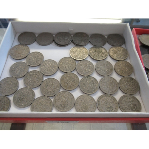 759 - Two boxes of Great Britain coinage including florins, half crowns, Georgian cartwheel and Victorian ... 