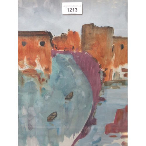 Jean Rees, gouache painting, canal scene, signed, 39 x 29cm,
