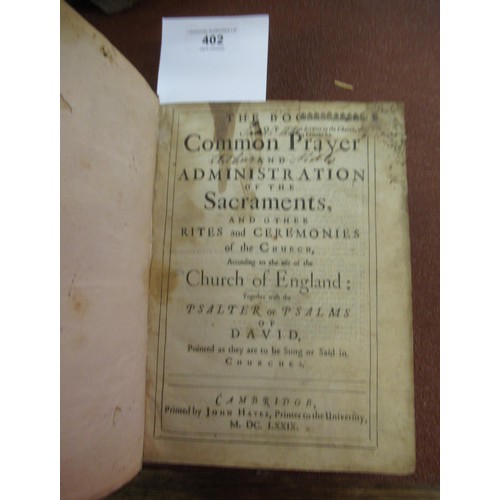 402 - 17th Century Book of Common Prayer and Administration of the Sacraments and Other Rites and Ceremoni... 