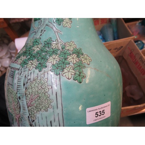 535 - Large late 19th / early 20th Century Chinese baluster form vase, decorated with figures, tree and bu... 