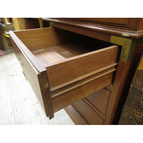 1787 - 20th Century teak military style twin pedestal desk with brass mounts, 183 x 76 x 76cm