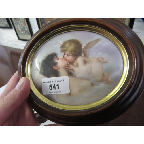 541 - Small late 19th / early 20th Century German porcelain plaque painted with Cupid and Psyche, 13 x 10c... 