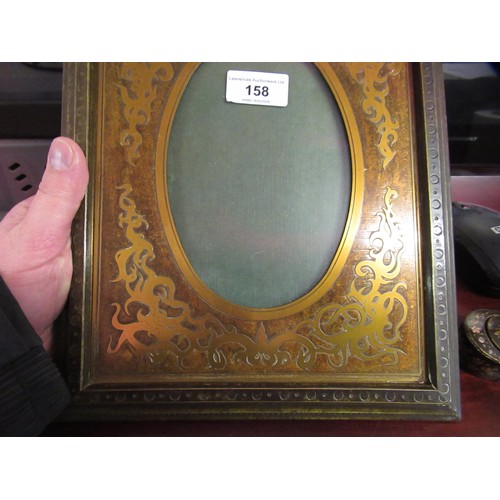 158 - Boulle inlaid photograph frame, 30 x 24cm, together with a Kashmiri lacquer pen case, 20cm
