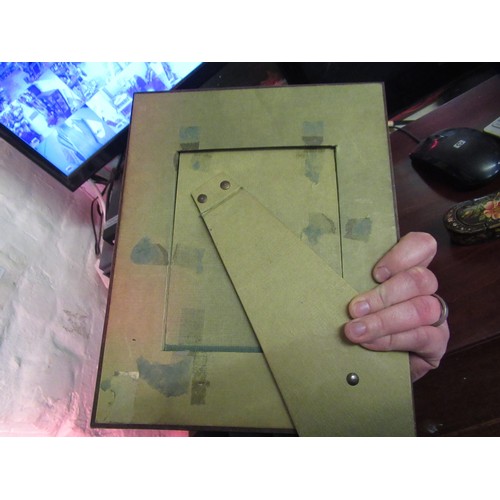 158 - Boulle inlaid photograph frame, 30 x 24cm, together with a Kashmiri lacquer pen case, 20cm