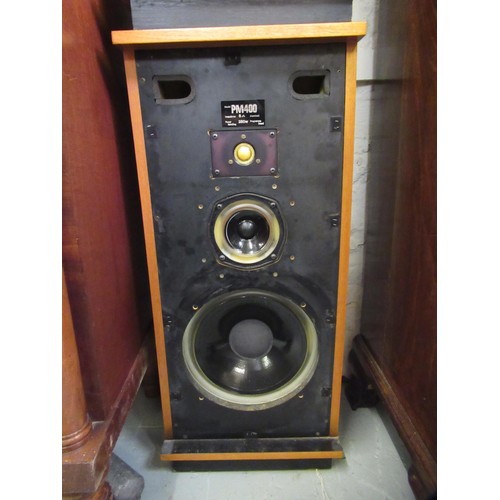 260 - Pair of Chartwell P.M. 400 speakers in teak cabinets, 87cm high x 38cm wide x 33cm deep