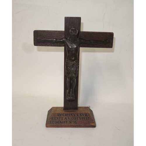 300 - Brown patinated bronze crucifix