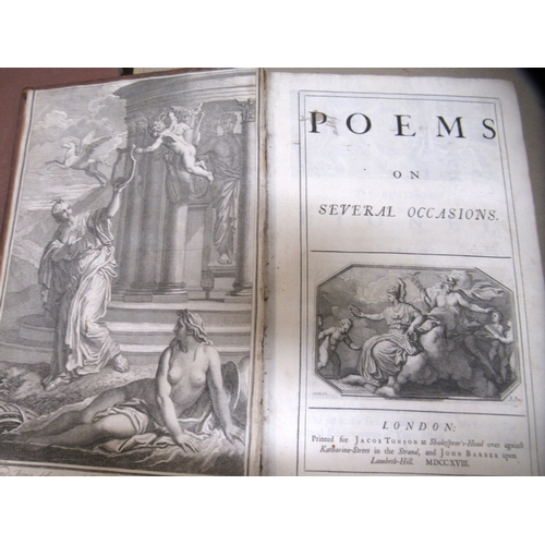 387 - One volume ' Poems on Several Occasions ', printed for Jacob Tonson and John Barber, 1718, leather b... 