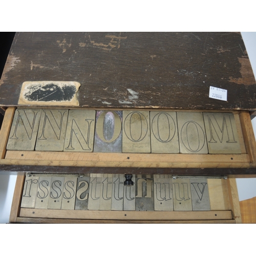 80 - Pair of printer's six drawer chests with various fonts of brass typeset by Masseeley, 33 x 14 x 46cm... 