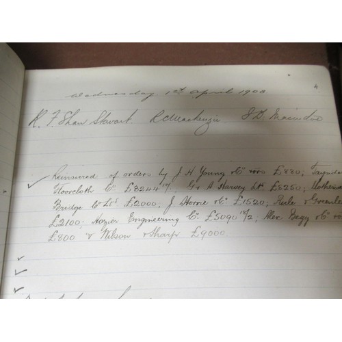 389 - Six large 19th Century part leather bound insurance company minutes