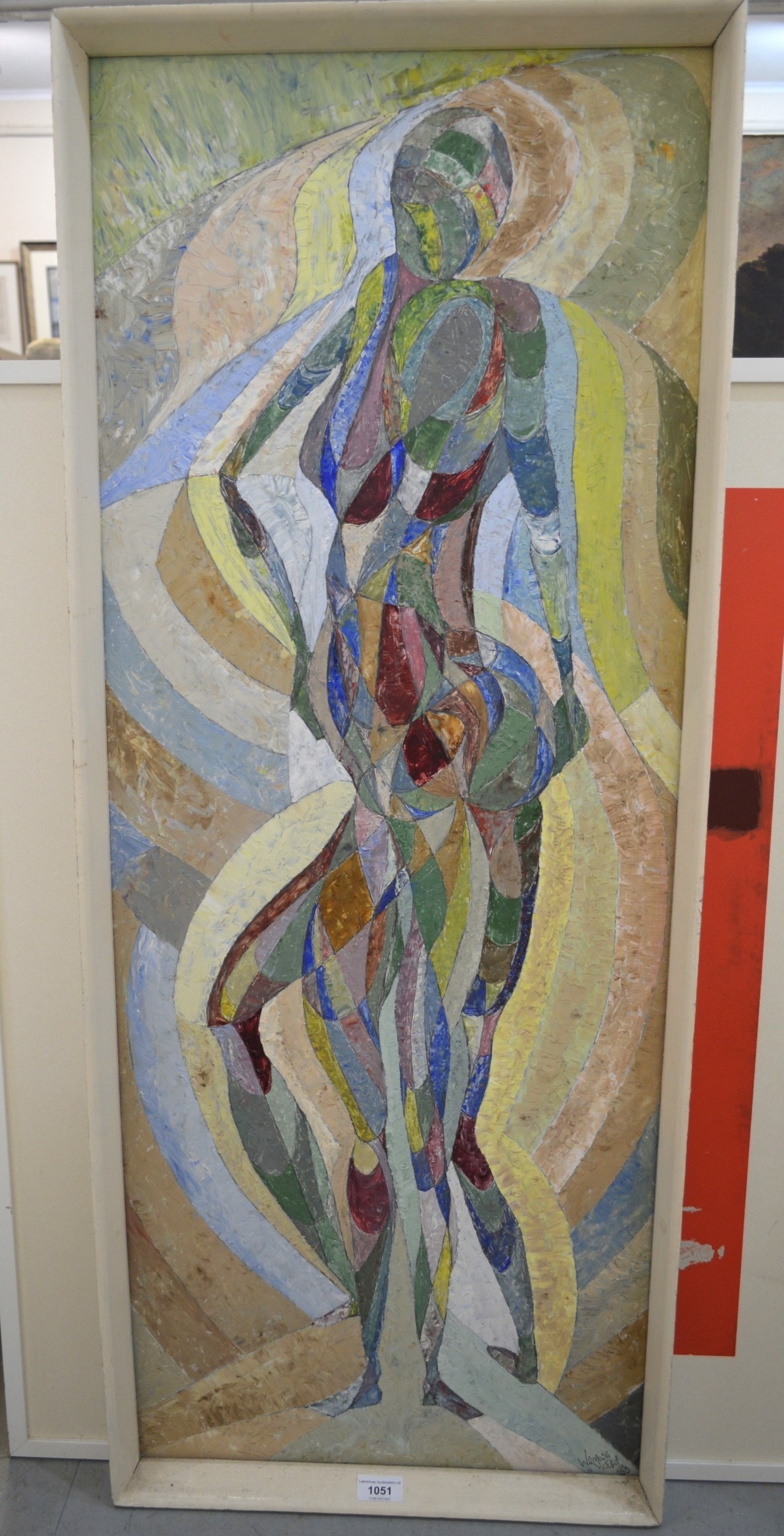 20th Century oil on board, cubist style study of a standing figure ...