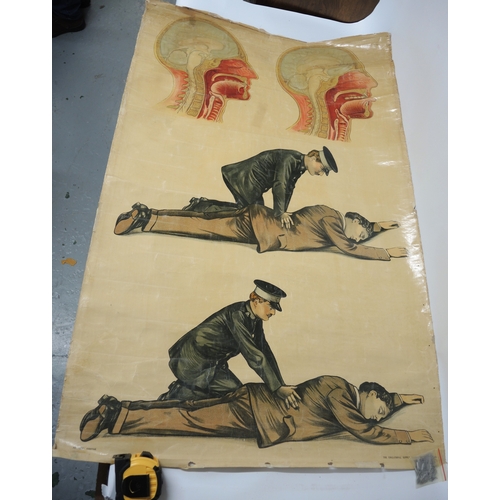 148 - Early to mid 20th Century educational poster for medical procedure, unframed, 107cm x 68cm, from the... 