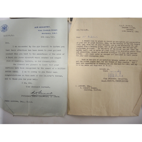 156 - King George V, Meritorious Service medal awarded to James Andrews, in original box, including a lett... 