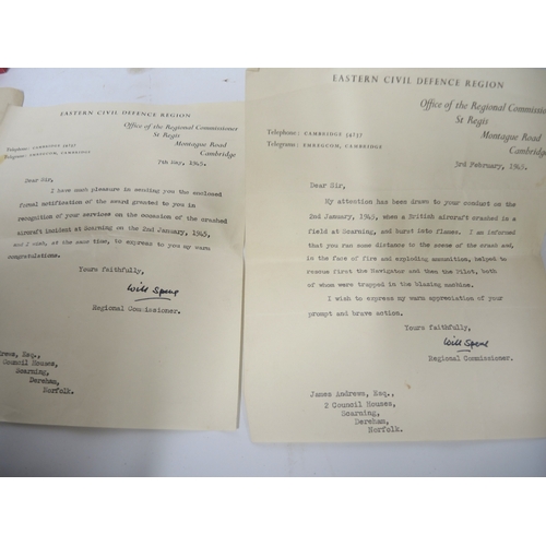 156 - King George V, Meritorious Service medal awarded to James Andrews, in original box, including a lett... 