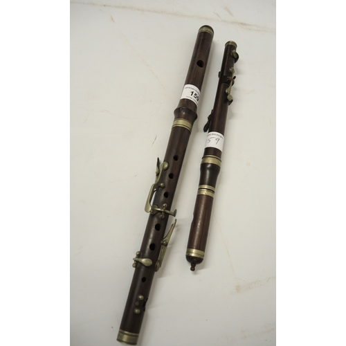 159 - 19th Century rosewood fife and a similar piccolo