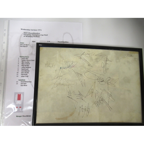 93 - Ajax football club, 1972 signed piece of scrap paper, signed by Johan Cruyff