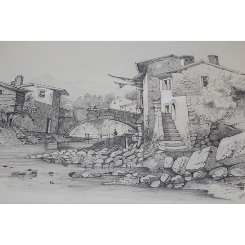 1189 - Folder containing a collection of various 19th Century pencil drawings