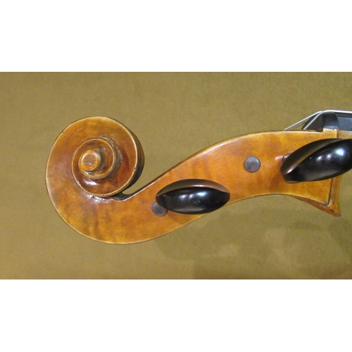 188 - Student's three quarter size cello, bearing a handwritten label ' Made by Gualang Wang ', in soft ca... 
