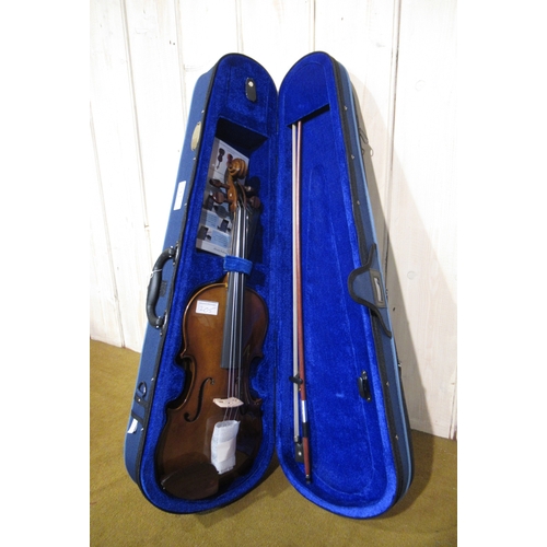 205 - Two full size violins by Stentor in fitted cases