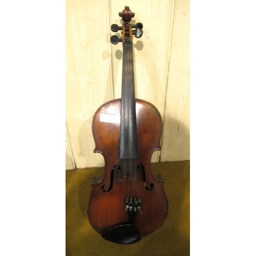 241 - Violin with bow, cased (14 3/4in back)
