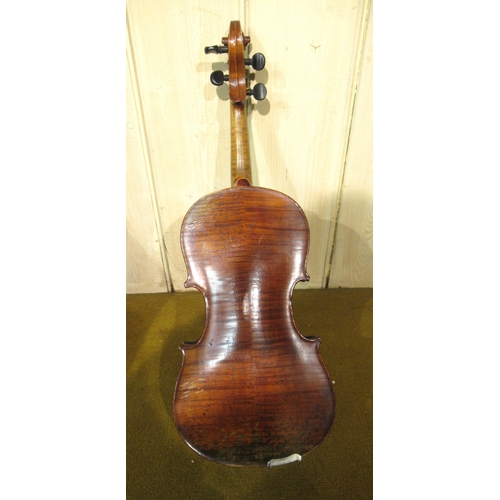 241 - Violin with bow, cased (14 3/4in back)