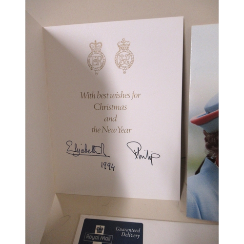252 - Queen Elizabeth II and Philip, Duke of Edinburgh, two signed Christmas cards, 1993 and 1994, one wit... 