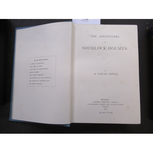 445 - One volume, ' The Adventures of Sherlock Holmes ' by Arthur Conan Doyle, First Edition, dated 1892, ... 