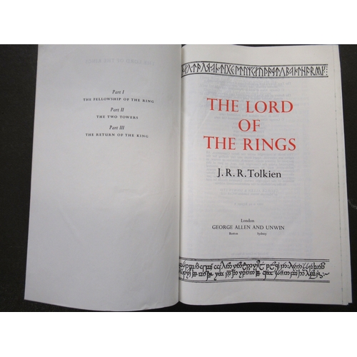 456 - ' The Lord of the Rings ' by J.R.R. Tolkien Deluxe Edition with black boards decorated in silver and... 