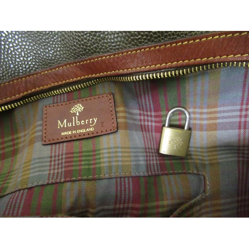 65 - Mulberry, large clipper holdall in Scotchgrain with leather trim (with padlock - no key, lacking sho... 
