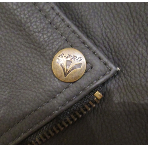 67 - A-Pro leather biker style jacket, size L together with a Sominemi red leather jacket with fur lining... 