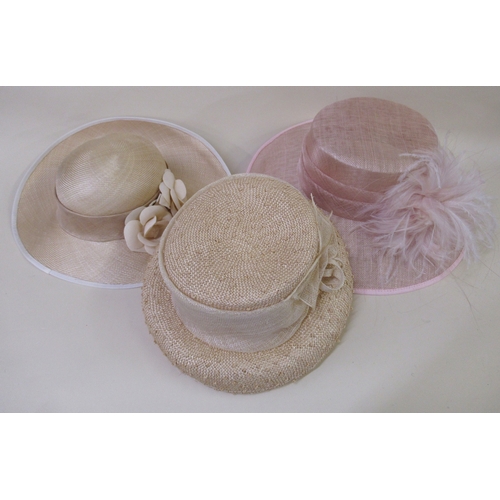 75 - Five various ladies Derby hats including Jacques Vert and Harrods, 1950s blue pleated dress, size 38... 