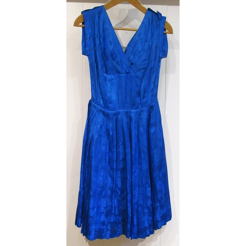 75 - Five various ladies Derby hats including Jacques Vert and Harrods, 1950s blue pleated dress, size 38... 