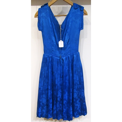 75 - Five various ladies Derby hats including Jacques Vert and Harrods, 1950s blue pleated dress, size 38... 