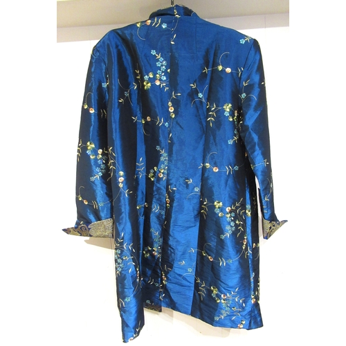 76 - Floral embroidered and sequin mounted silk jacket by Tang Yi, labelled size XXXL, and a floral embro... 