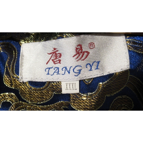 76 - Floral embroidered and sequin mounted silk jacket by Tang Yi, labelled size XXXL, and a floral embro... 