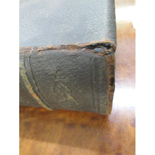 448 - Victorian leather bound family bible with gilt metal clasps and corner mounts