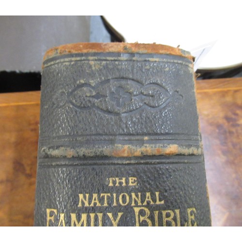 448 - Victorian leather bound family bible with gilt metal clasps and corner mounts