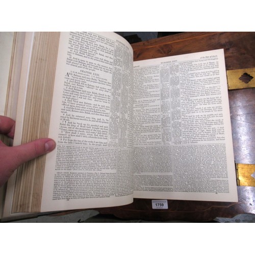 448 - Victorian leather bound family bible with gilt metal clasps and corner mounts